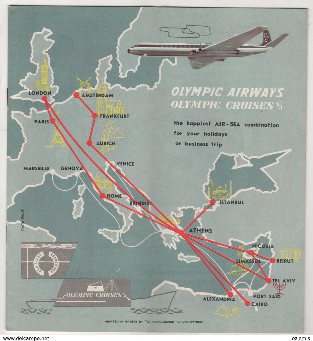 OLYMPIC AIRWAYS 1962 TIMETABLE - Horarios