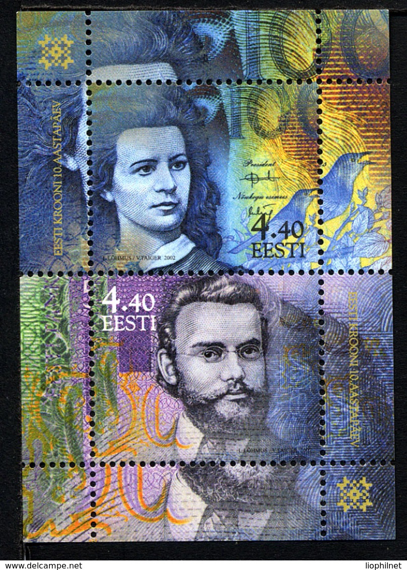 ESTONIE EESTI 2002, Portrait D'homme Et De Femme Sur Billets De Banque, 1 Bloc, Neuf / Mint. R311 - Estland