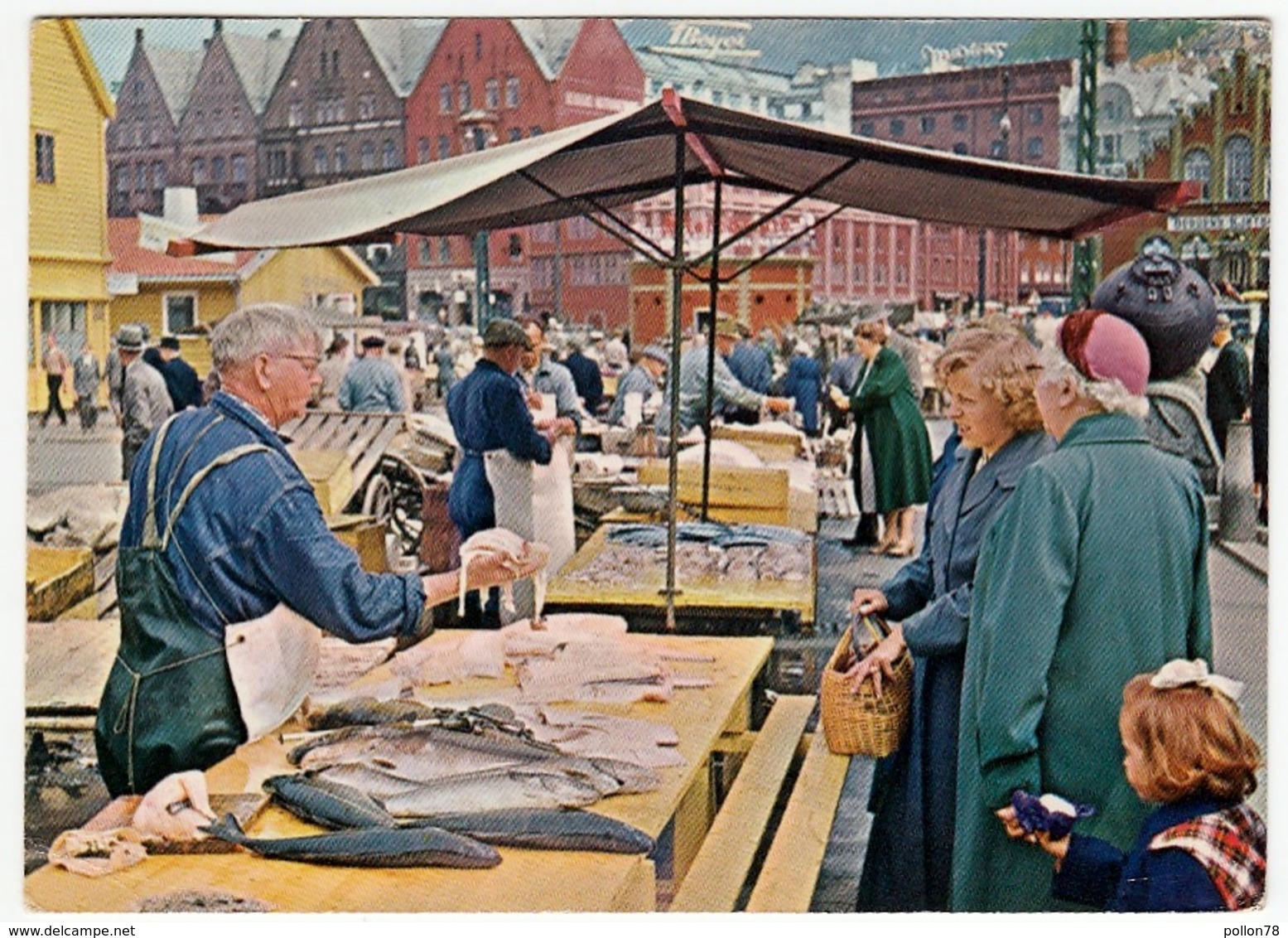 BERGEN, NORWAY - FISKETORGET - THE FISH MARKET, 1960 - BERGEN - COMUNE DI PESCA - IL MERCATO DEL PESCE - Vedi Retro - Mercati