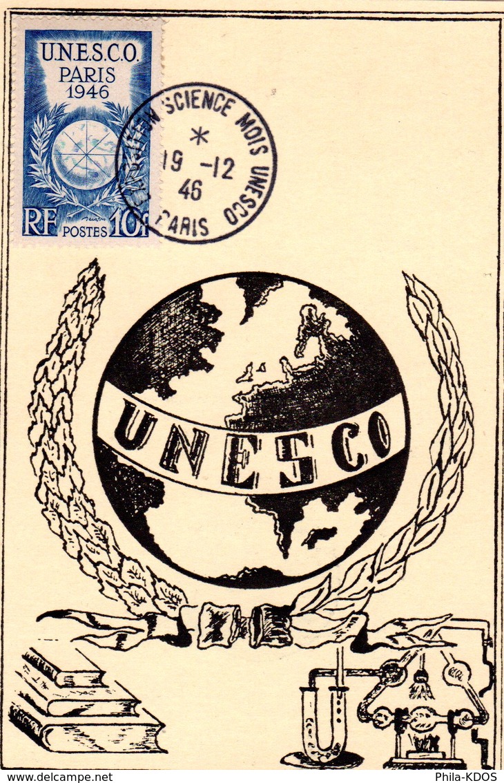 &#9989; " UNESCO 1946 " Sur Carte Maximum De 1946 Obl PARIS. N°YT 771. Voir Les Cans Parfait état. - 1940-1949