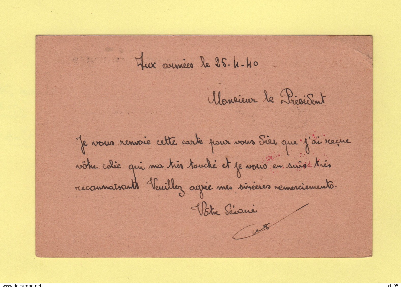 Carte De Franchise Militaire Illustree Adressee Aux Parrains Audoniens De Saint Ouen  - Gonesse Seine Et Oise 26-4-1940 - WW II