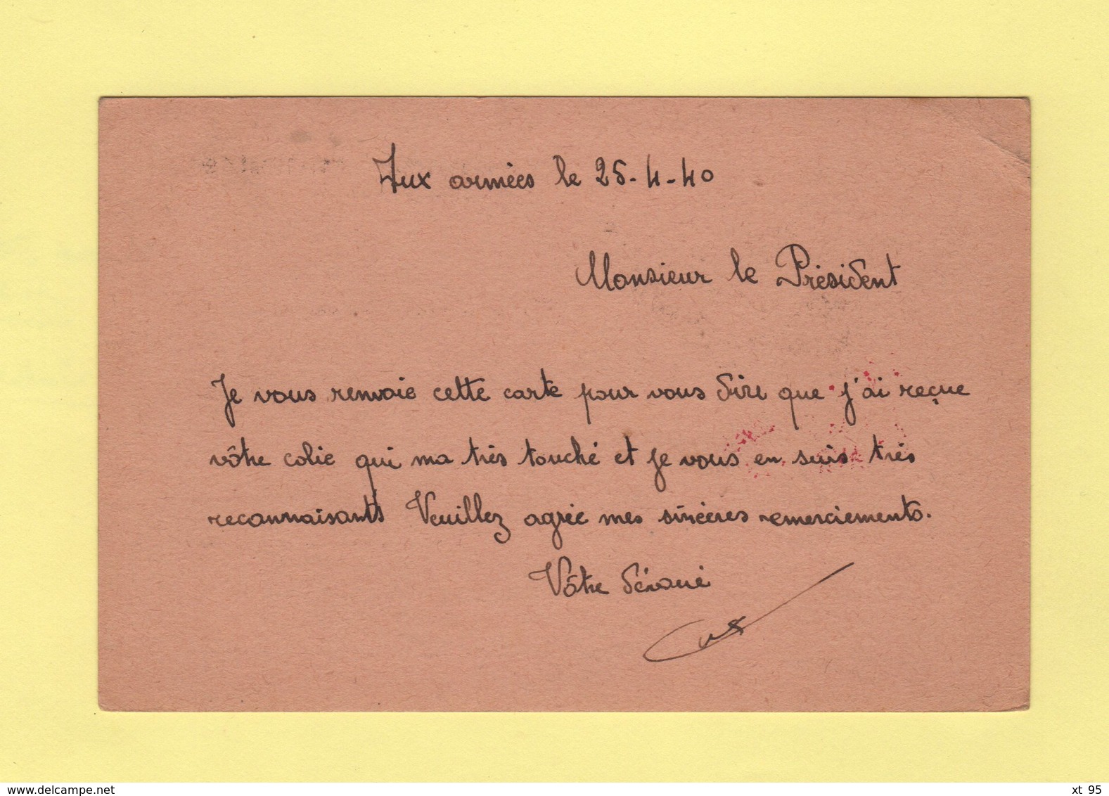 Carte De Franchise Militaire Illustree Adressee Aux Parrains Audoniens De Saint Ouen  - Gonesse Seine Et Oise 26-4-1940 - Guerre De 1939-45