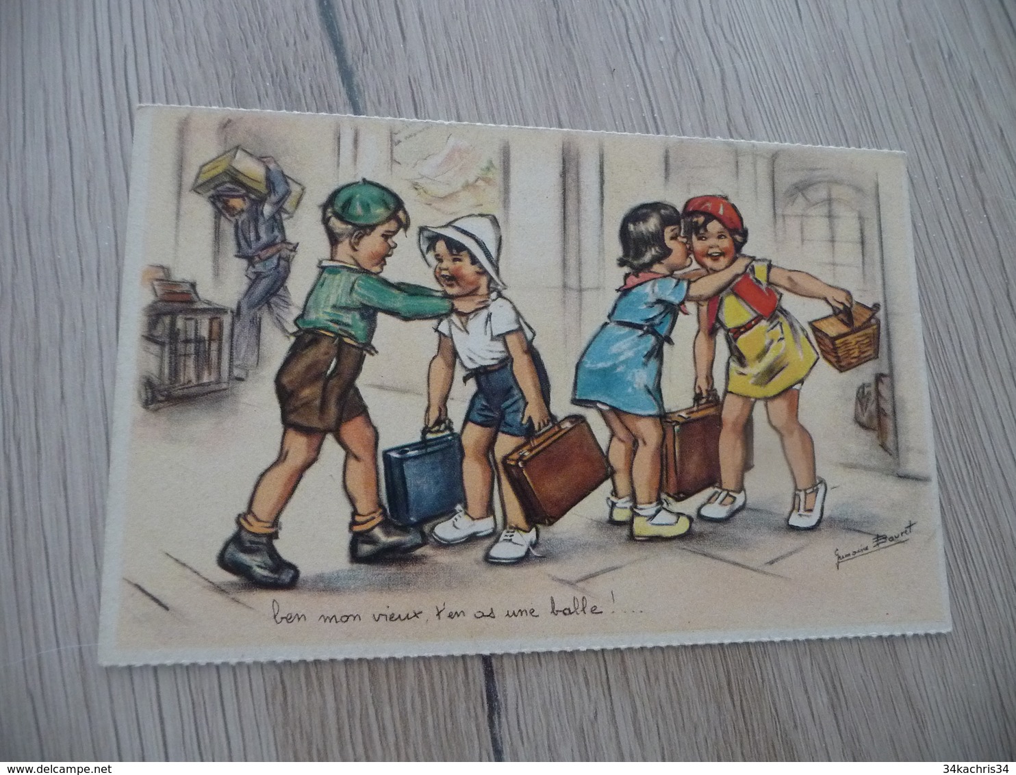 CPA Illustrateur Germaine Bouret Série 1938 N°10 Ben Mon Vieux ; Enfants Voyage - Bouret, Germaine