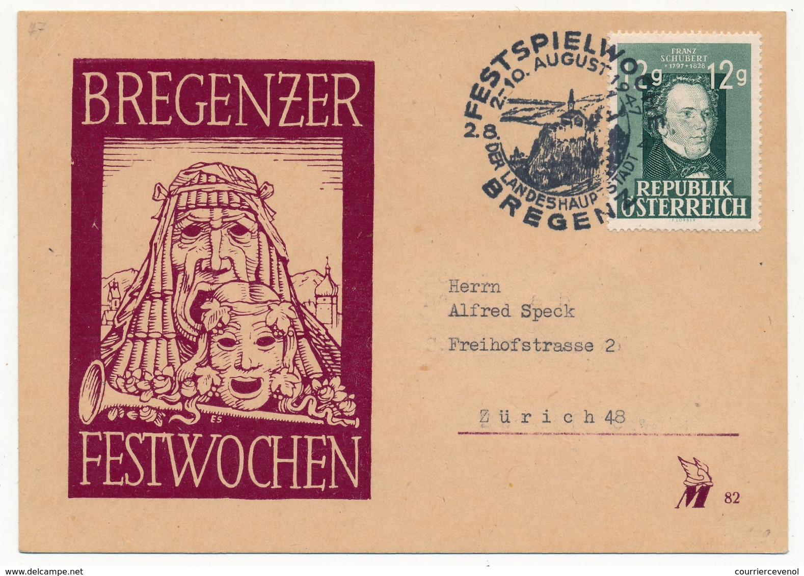 AUTRICHE - Oblit. Spéciale "Bregenzer Festwochen" 1947 - 2e Festspielwoche - Bregenz - 1947 - Autres & Non Classés