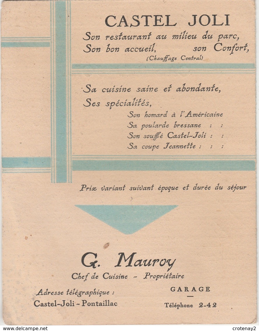 Dépliant PONTAILLAC ROYAN Restaurant CASTEL JOLI Chef De Cuisine G. MAUROY Hôtel Pension Plage Select - Dépliants Touristiques