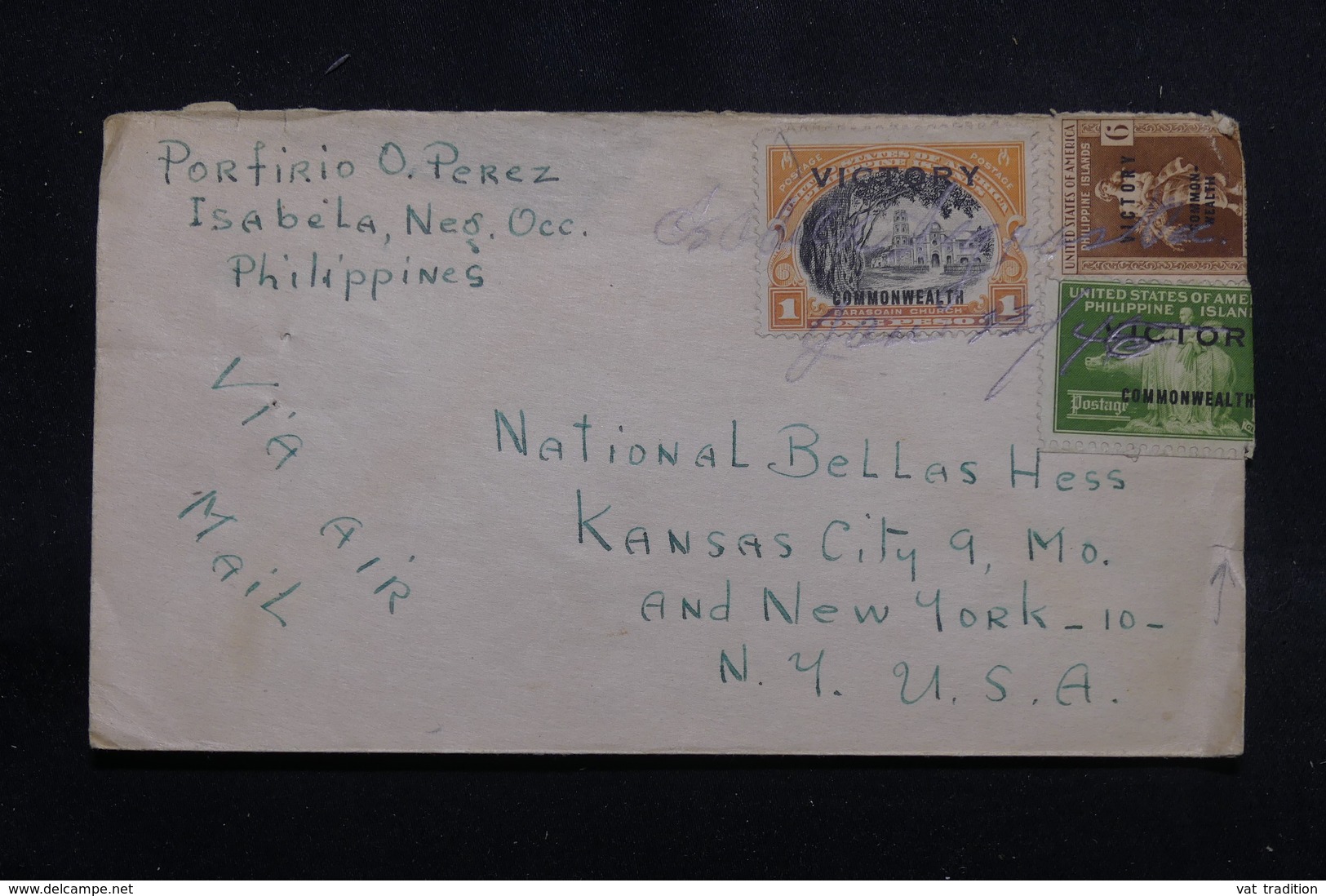 PHILIPPINES - Affranchissement Plaisant Surchargés " Victory " Sur Enveloppe De Isabela Pour New York - L 55211 - Filippine