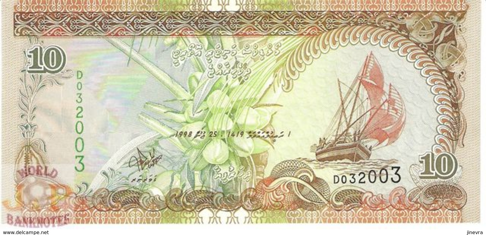 MALDIVES 10 RUFIYAA 1998 PICK 19a UNC - Maldives