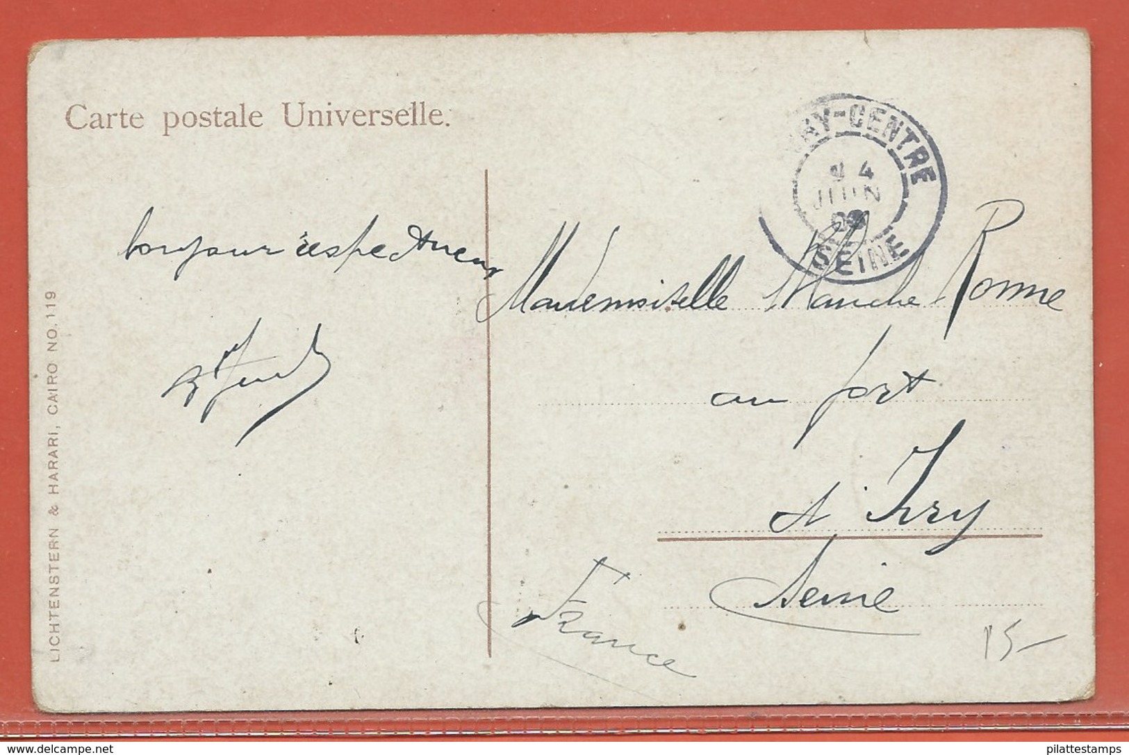 PORT SAID CARTE POSTALE AFFRANCHIE DE 1906 POUR IVRY FRANCE - Cartas & Documentos