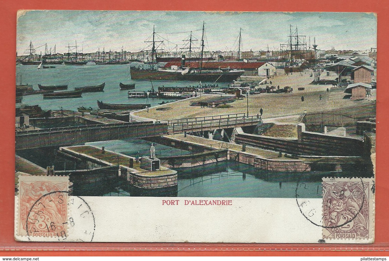 PORT SAID CARTE POSTALE AFFRANCHIE DE 1910 POUR STE FOY LA GRANDE FRANCE - Covers & Documents