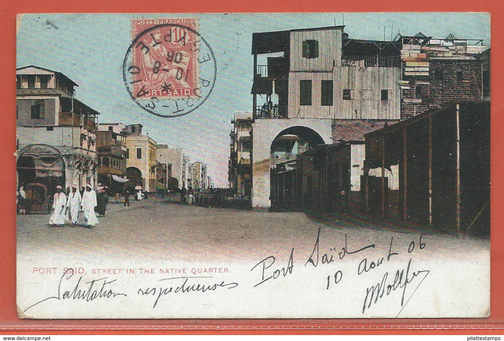 PORT SAID CARTE POSTALE AFFRANCHIE DE 1906 POUR VILLARS SUR OLLON SUISSE - Covers & Documents