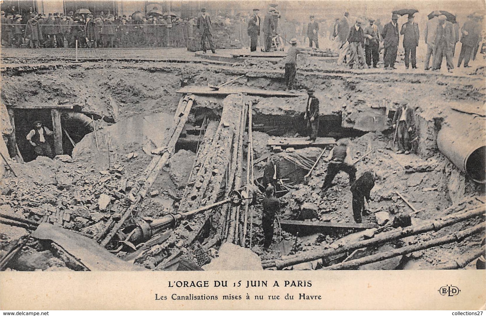 75009-PARIS-RUE DU HAVRE, LES CANALISATIONS MISES A NU - L'ORAGE DU 15 JUIN A PARIS - Arrondissement: 09