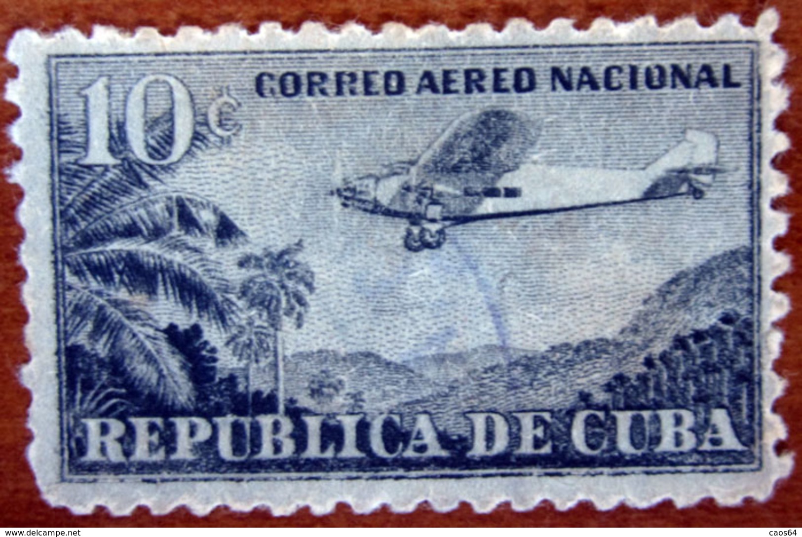 1932 CUBA Posta Aerea Aviazione  Aereo Airplane Over Mountains - 10c Nero Usato - Usados