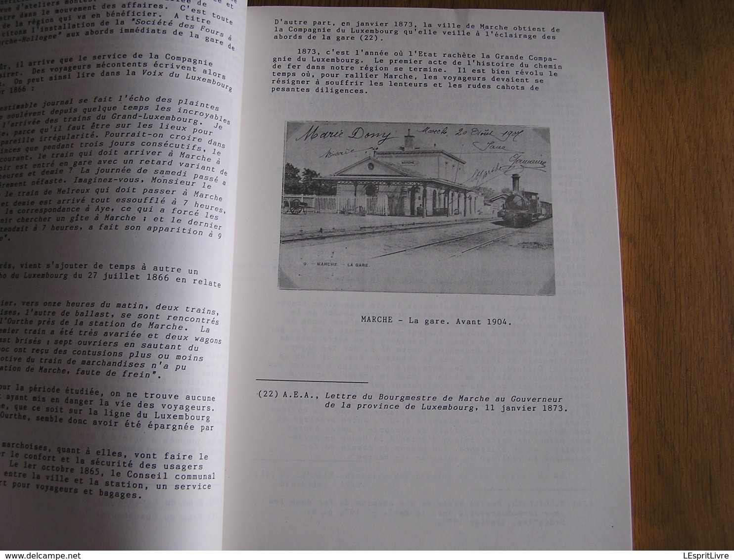 ANNALES DU CERCLE HISTORIQUE 1/1986 Marche En Famenne Régionalisme Naissance Chemins de Fer Gare Aye Marloie Campagnes