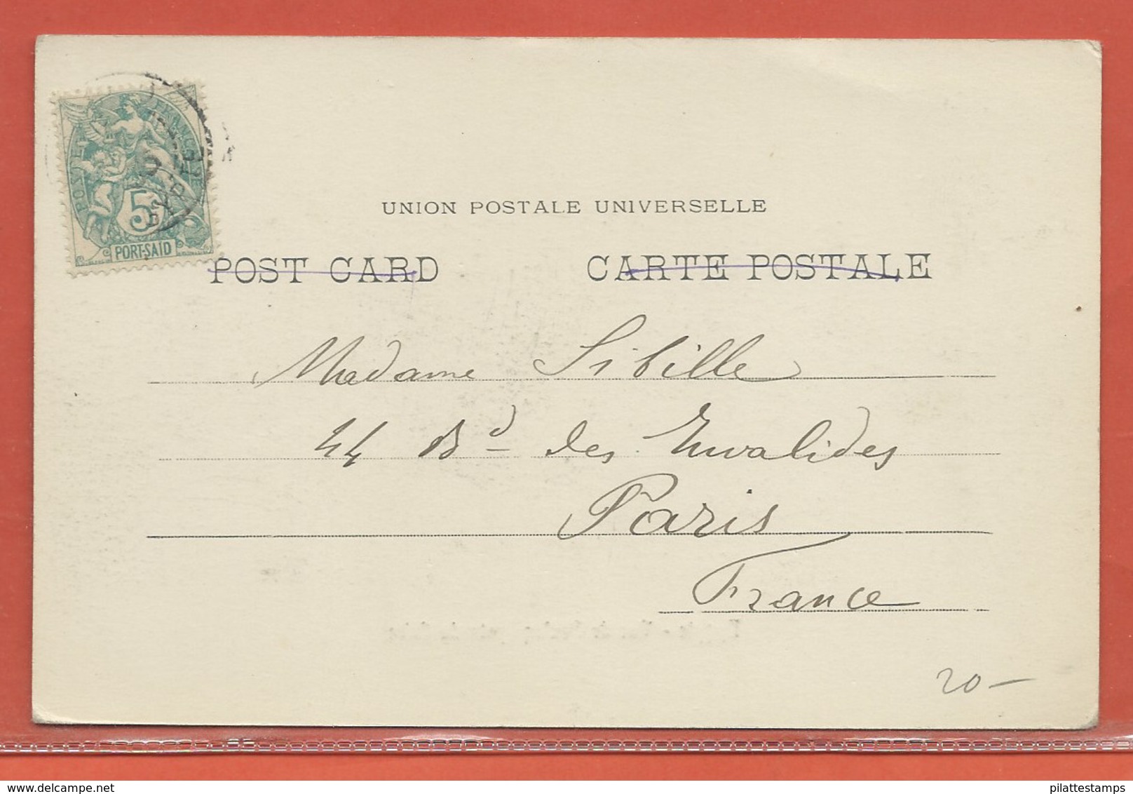 PORT SAID CARTE POSTALE AFFRANCHIE DE 1906 POUR POUR PARIS FRANCE - Lettres & Documents