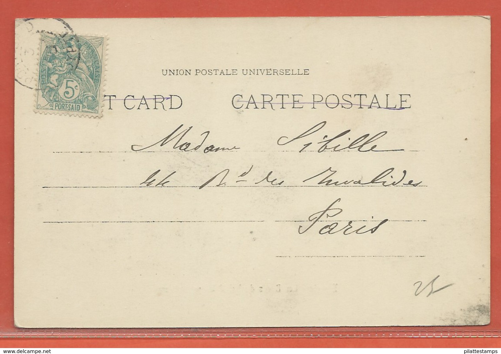 PORT SAID CARTE POSTALE AFFRANCHIE DE 1906 POUR POUR PARIS FRANCE - Lettres & Documents
