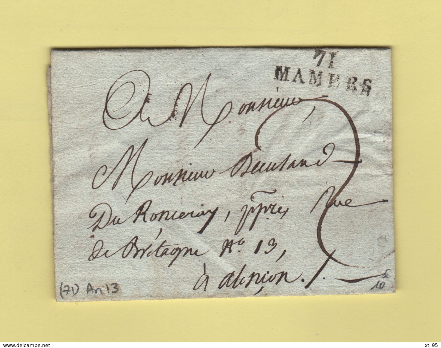 Mamers - 71 - Sarthe - Courrier De L'an 13 - 1801-1848: Precursori XIX