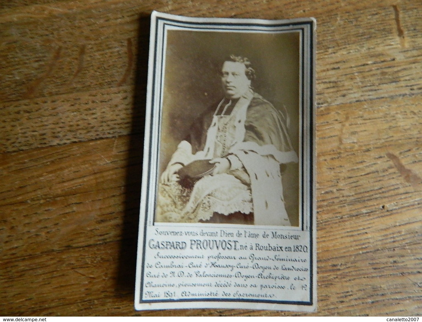 ROUBAIX +CAMBRAI+HAUSSY+LANDRECIES+VALENCIENNES:SOUVENIR DE DECE DE GASPARD PROUVOST 1820-1891 CURE - Images Religieuses