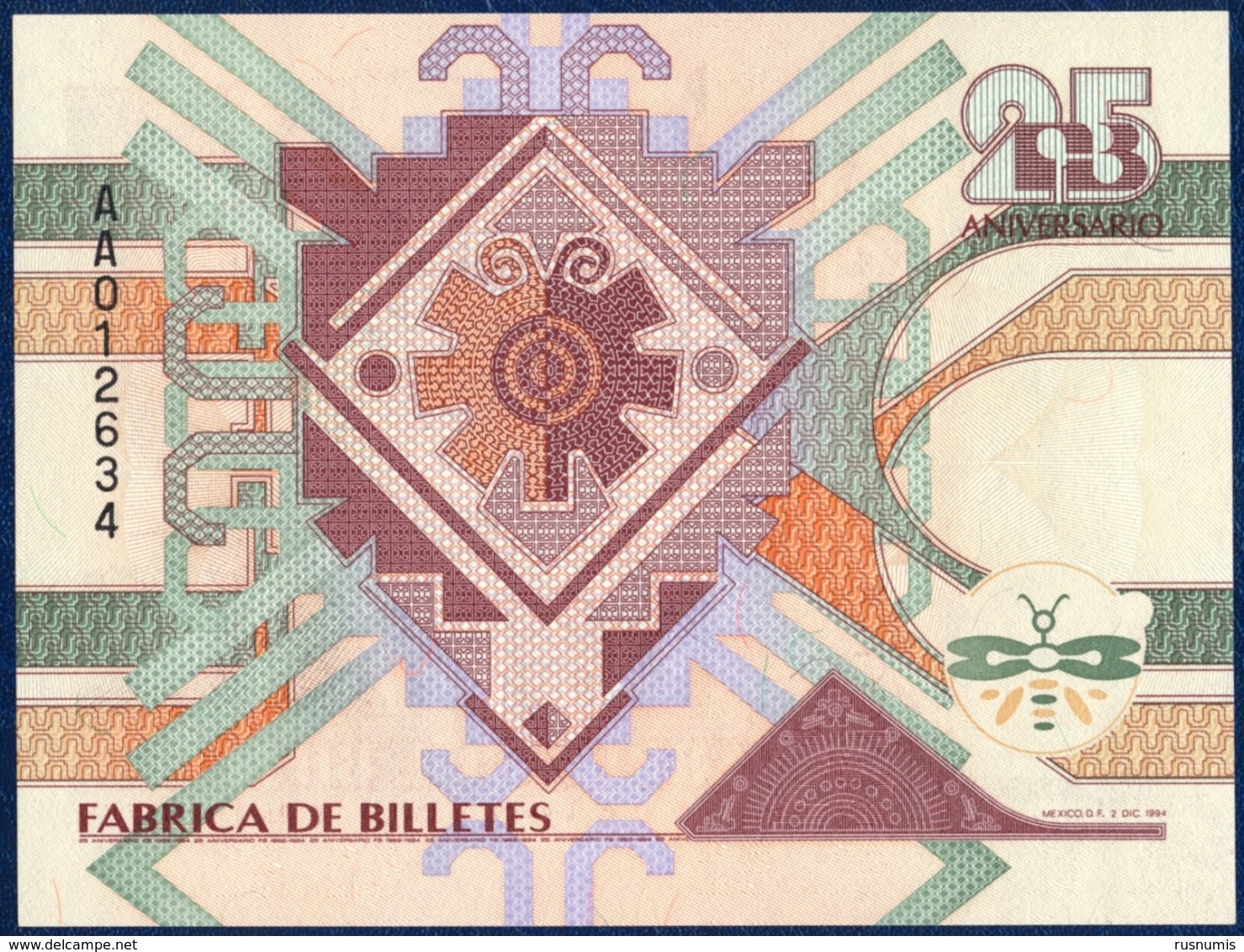 MEXICO - MEXIQUE - MEXIKO TEST NOTE BANCO DE MEXICO FABRICA DE BILLETES UNC - Andere & Zonder Classificatie