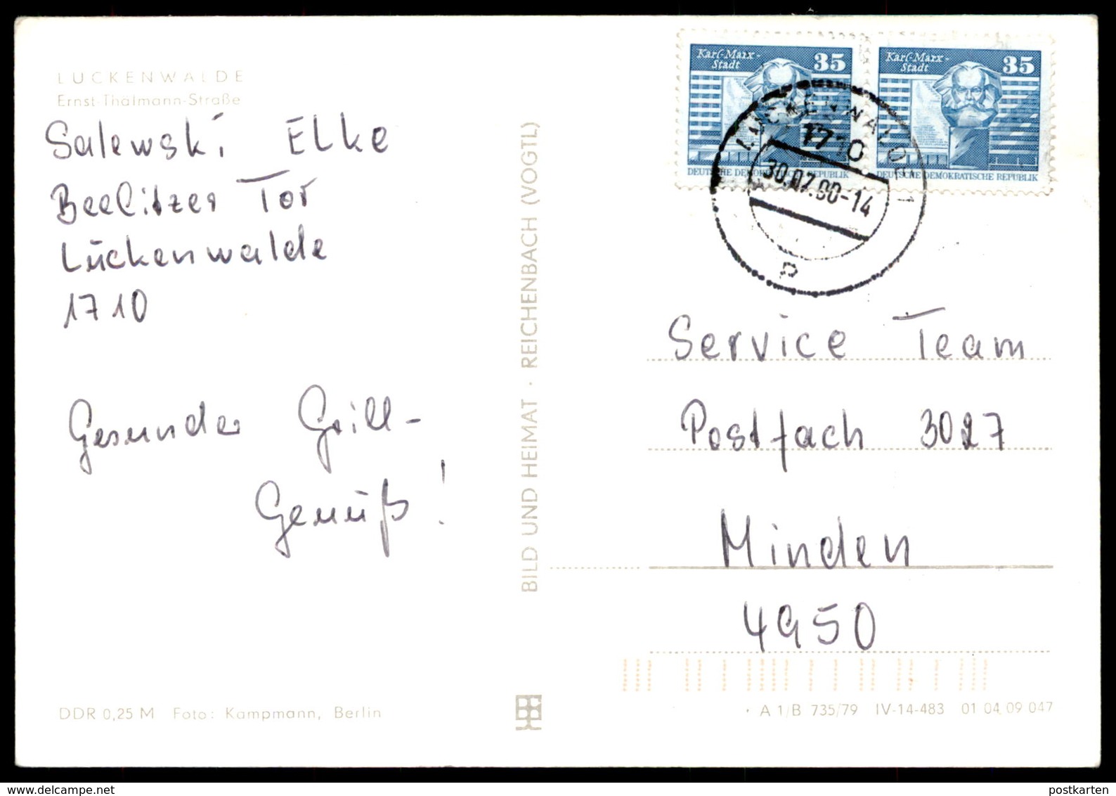 ÄLTERE POSTKARTE LUCKENWALDE ERNST-THÄLMANN-STRASSE BONANZA ? RAD MIFA ? HO KAFFEE Ansichtskarte Postcard Cpa AK - Luckenwalde