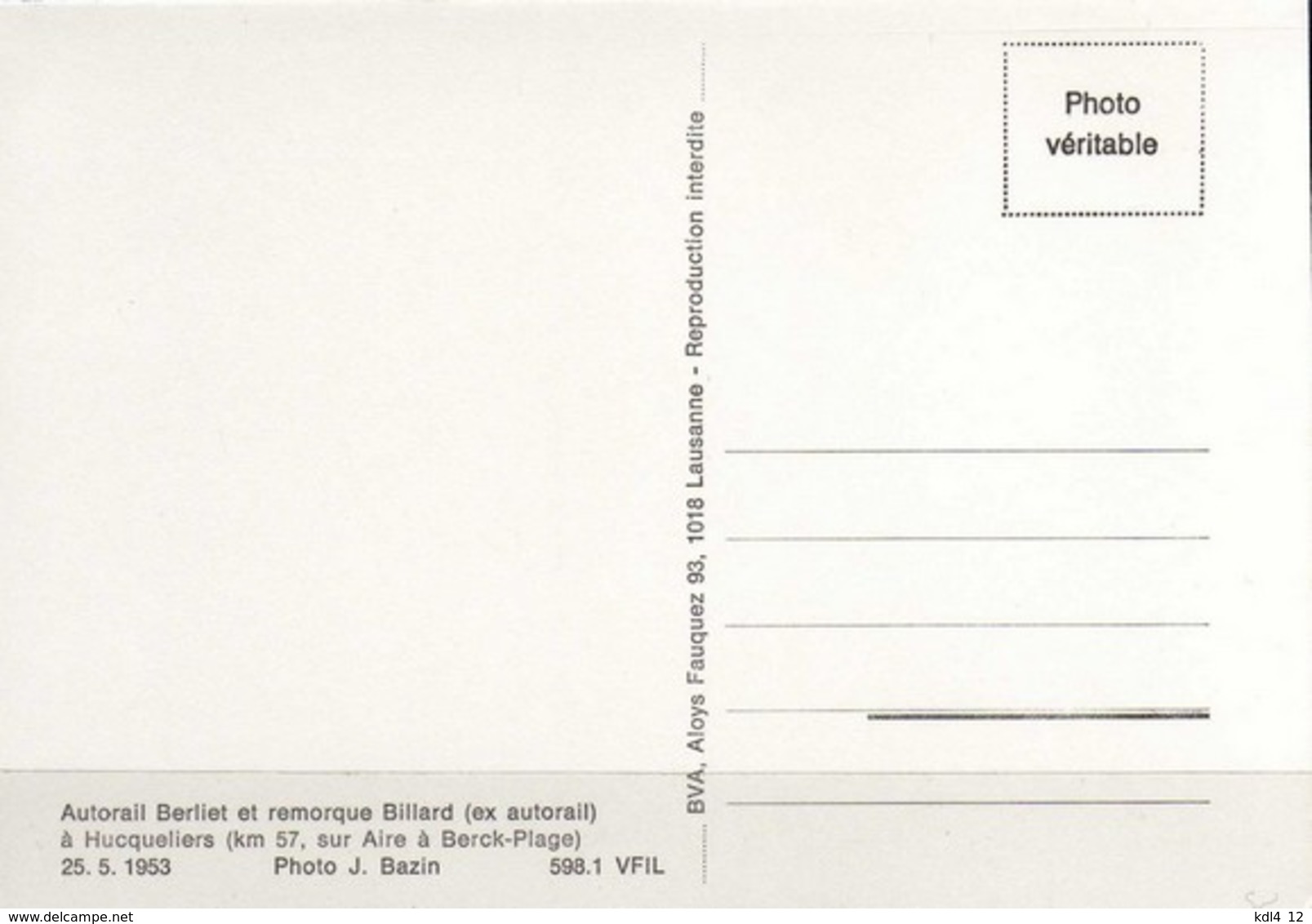 BVA 598-01 - Autorail Berliet Et Remorque Billard En Gare - HUCQUELIERS - Pas De Calais - VFIL - Other & Unclassified