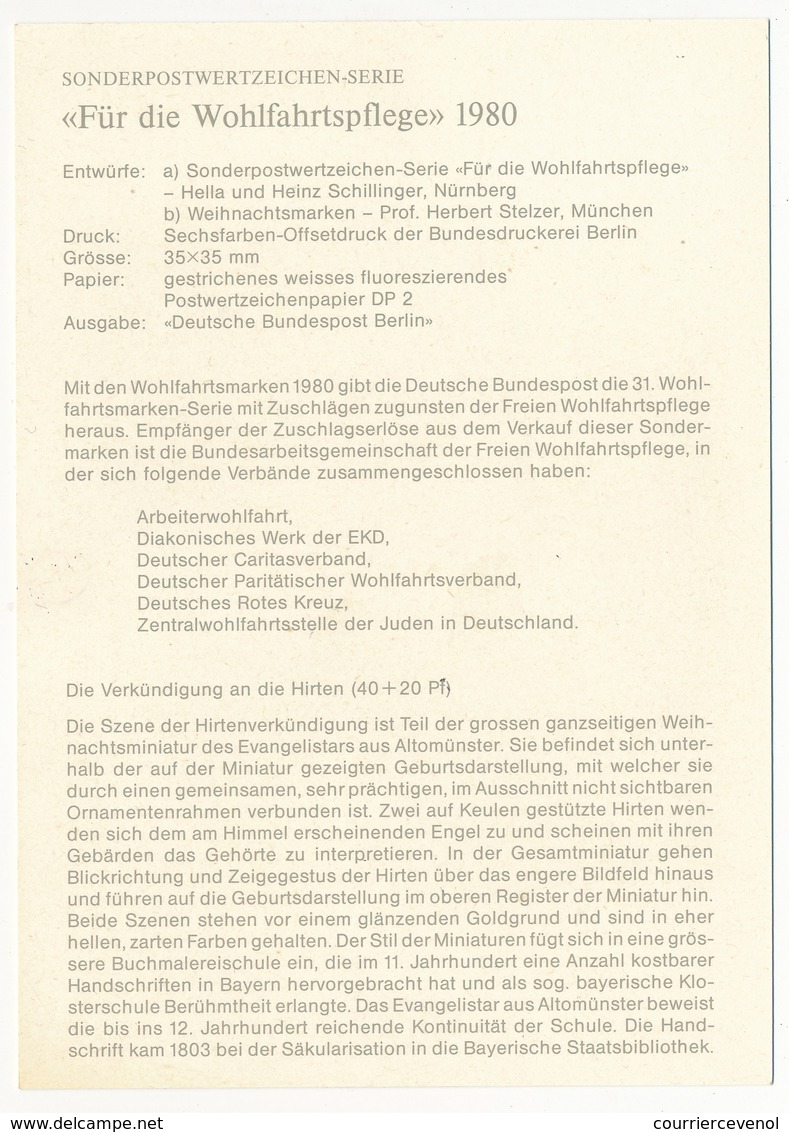 ALLEMAGNE BERLIN - Carte Maximum - Weihnachtsmarke 1980 - Cartas Máxima