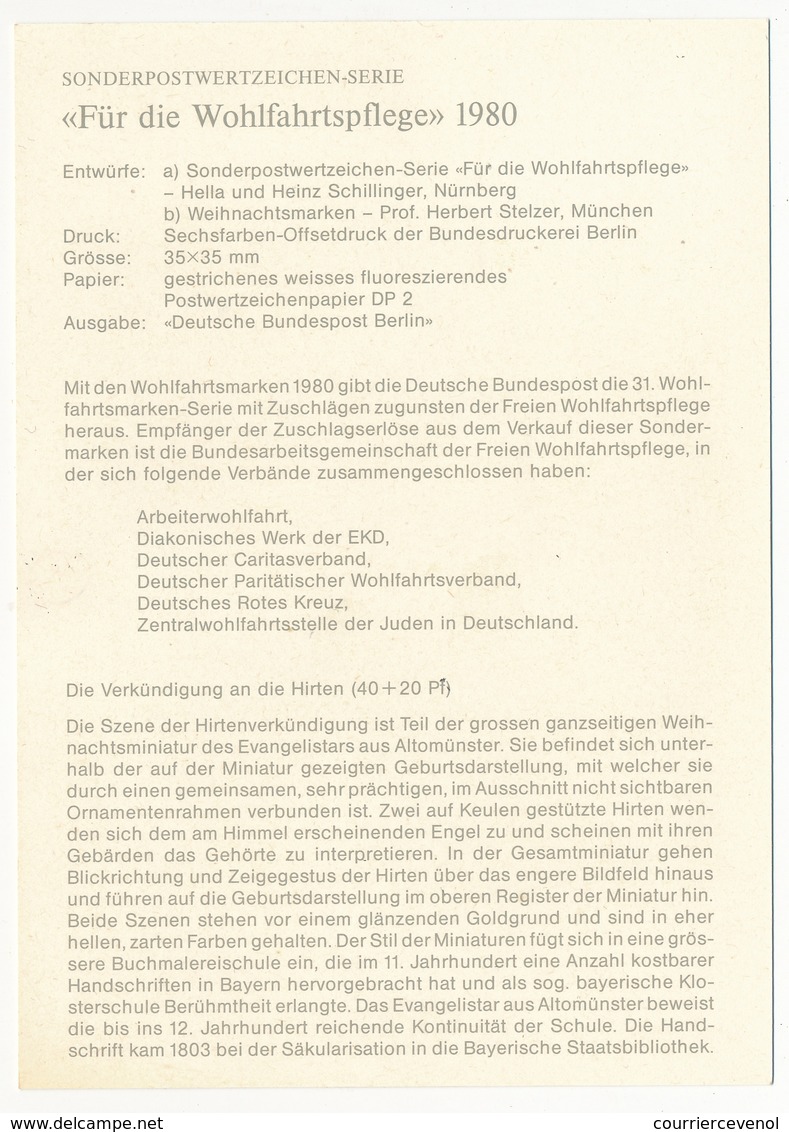 ALLEMAGNE BERLIN - Carte Maximum - Weihnachtsmarke 1980 - Cartes-Maximum (CM)