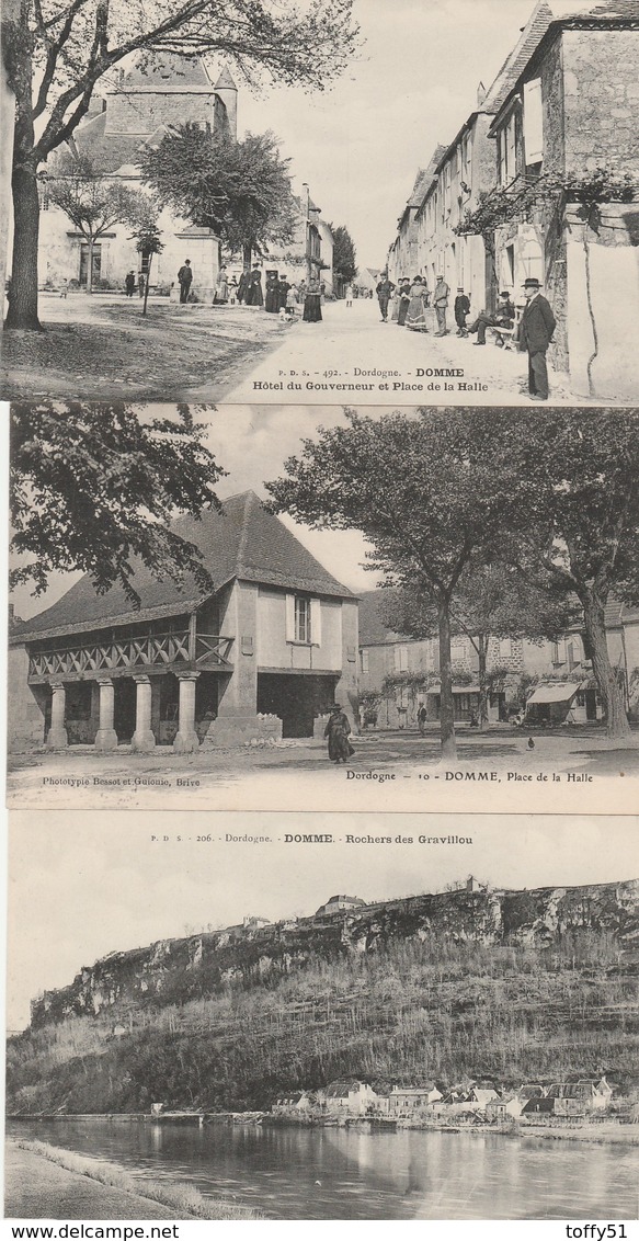 6 CPA:DOMME (24) HÔTEL DU GOUVERNEUR,PORTE DELBOS,PLACE DE LA HALLE,ROCHERS DES GRAVILLOU,DORDOGNE  AUX GRAVILLOU - Autres & Non Classés