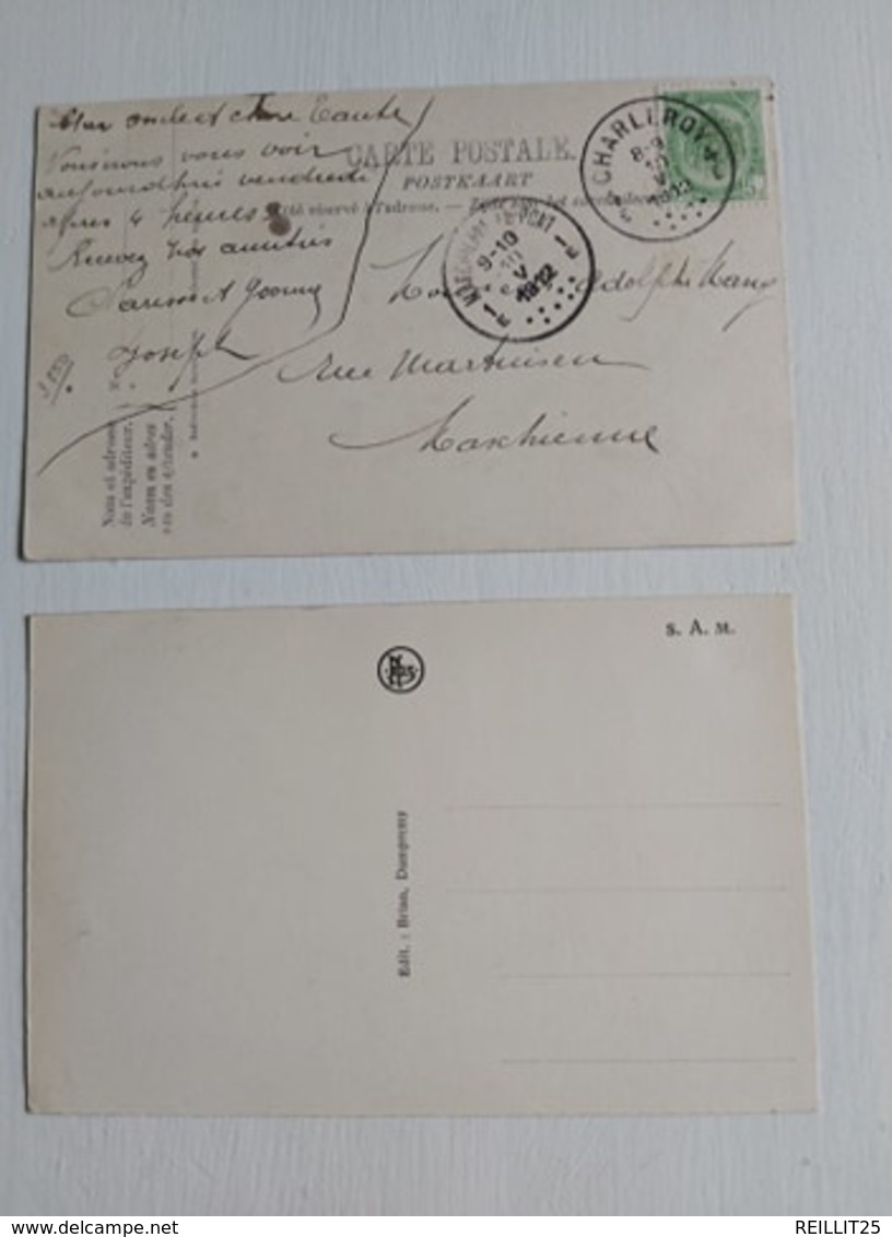 DAMPREMY, 2 Cartes Postales , "Place Et église Catholique" , "Charbonnage Fond Des Piges" - Charleroi