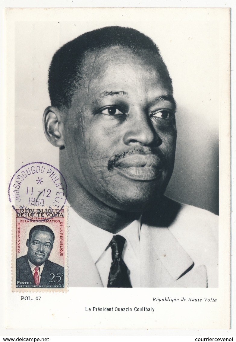 HAUTE VOLTA - Carte Maximum - 25F Président Ouezzin Coulibaly - Ouagadougou 11/12/1960 - Opper-Volta (1958-1984)