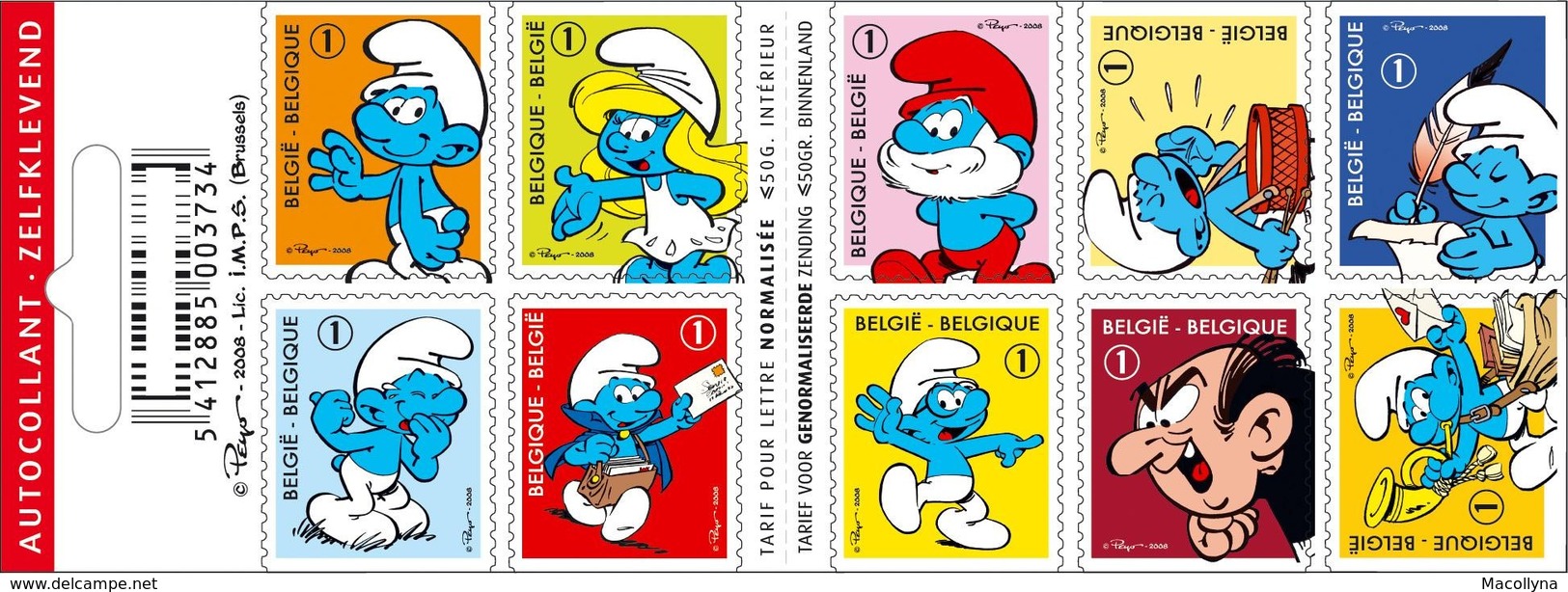 Boekje 95**/ Carnet 95 Smurfen - Les Schtroumpfs - 50 Jaar Peyo (Pierre Culliford) 3814/23** MNH