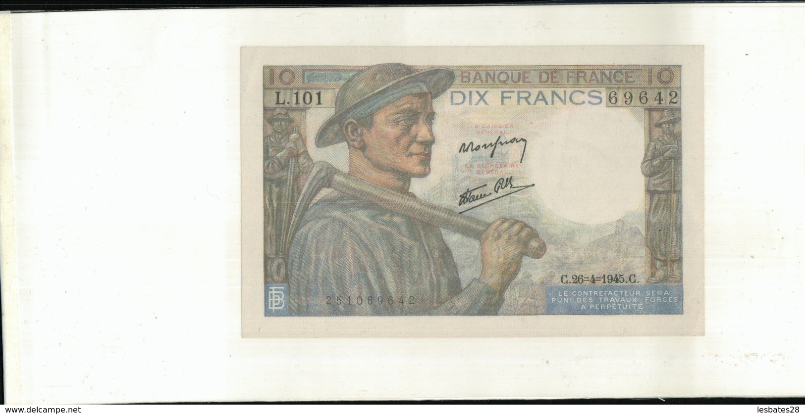 France Billet De 10 Francs  1945  (Mars Cahier Noir 4/5) - 10 F 1941-1949 ''Mineur''