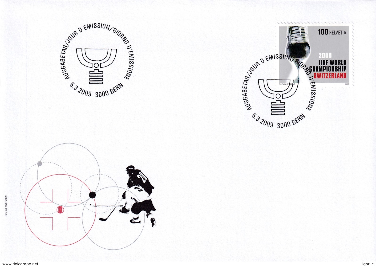 Switzerland 2009 Cover: Ice Hockey Sur Glace Eishockey: IIHF World Championship; Skate; Trophy - Eishockey