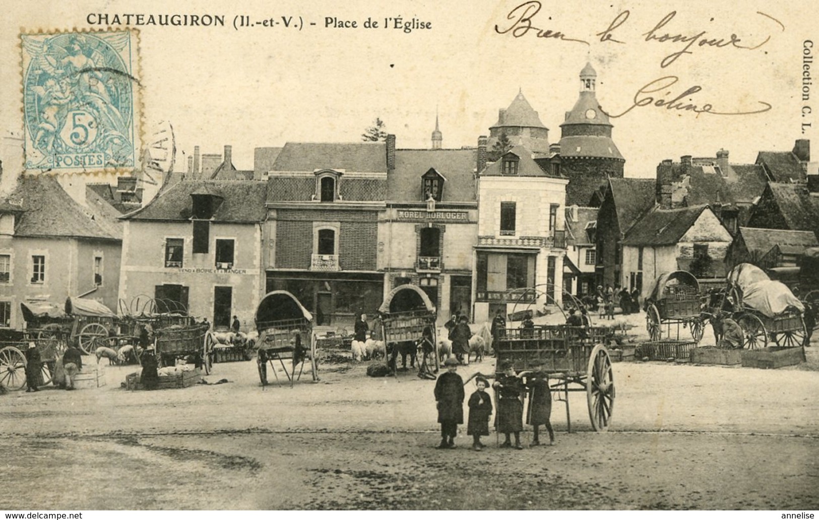 35 CHATEAUGIRON Place De L'église TB Animation 1905 - Châteaugiron