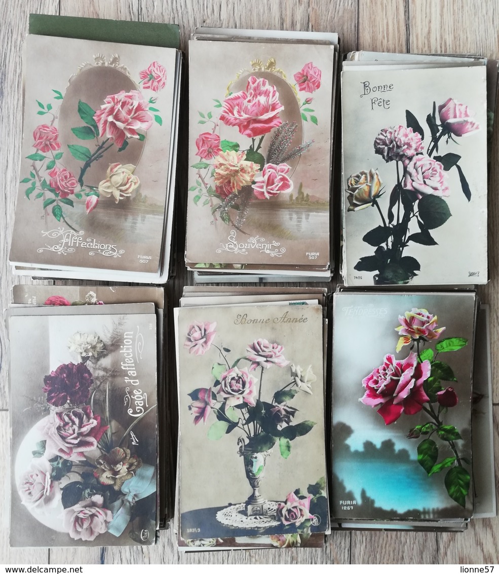 GROS LOT 550 CARTES CPA FANTAISIE FLEURS. Thème Unique LES ROSES. Poids + De 2kg - 500 Postcards Min.