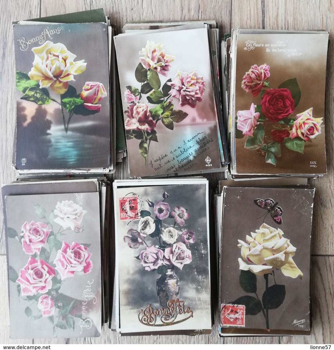 GROS LOT 550 CARTES CPA FANTAISIE FLEURS. Thème Unique LES ROSES. Poids + De 2kg - 500 Postcards Min.