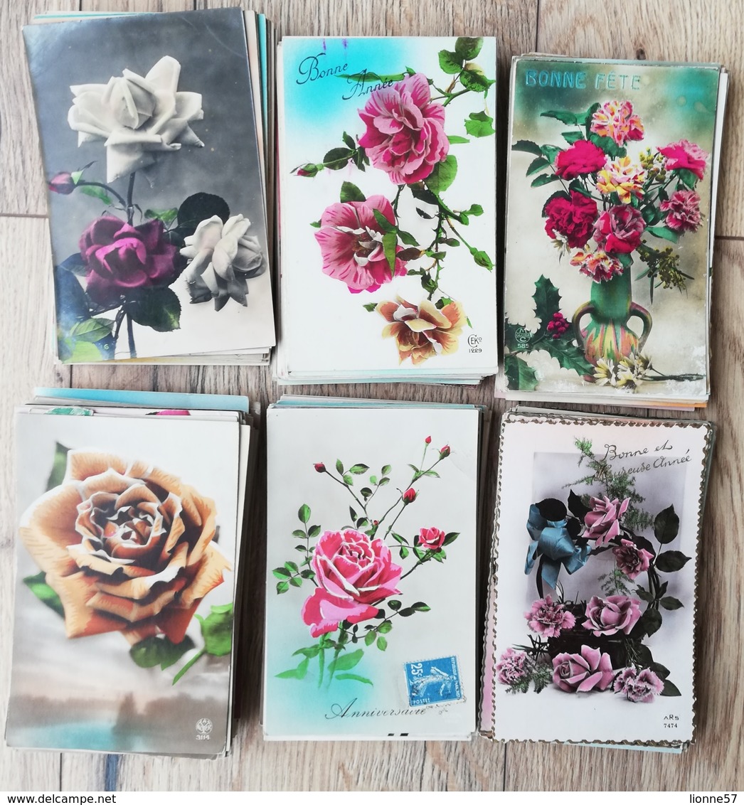 GROS LOT 550 CARTES CPA FANTAISIE FLEURS. Thème unique LES ROSES. Poids + de 2kg