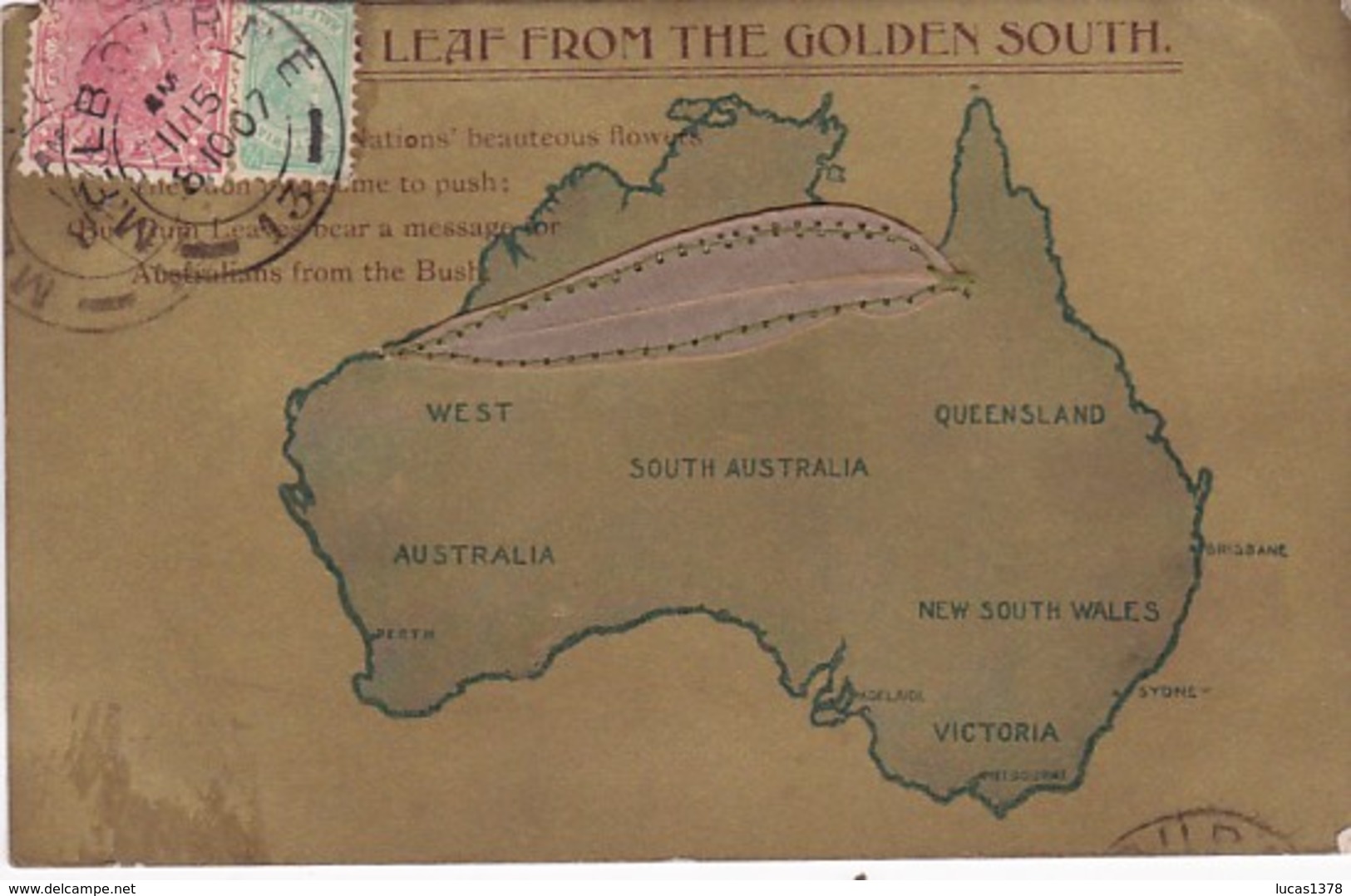 AUSTRALIA / GUM LEAF FROM THE GOLDEN SOUTH / SERIE 126 / CIRC 1907 - Autres & Non Classés