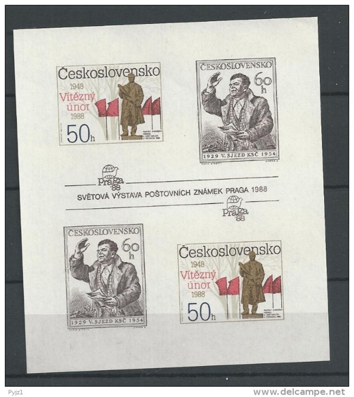 1988 MNH  Ceskoslovensko, Block 77B Imperf - Blokken & Velletjes