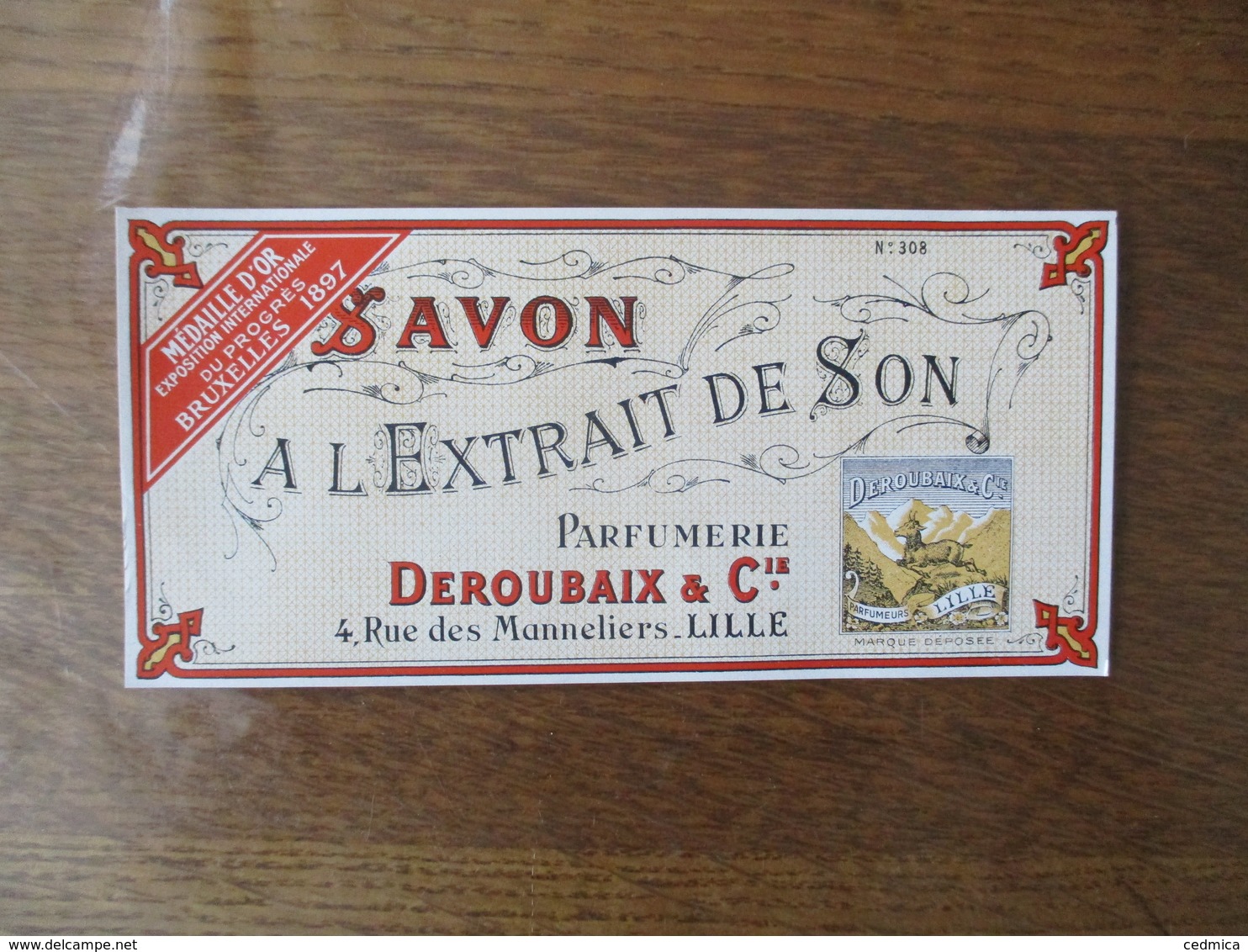 LILLE DEROUBAIX & Cie PARFUMERIE 4 RUE DES MANNELIERS SAVON A L'EXTRAIT DE SON - Autres & Non Classés