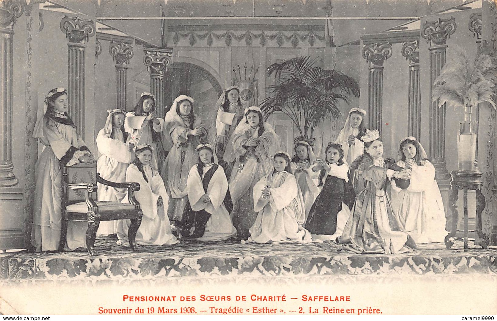 Zaffelare Lochristi  Pensionnat Des Soeurs De Charité  Souvenir Du 19/3/1908     M 2104 - Lochristi