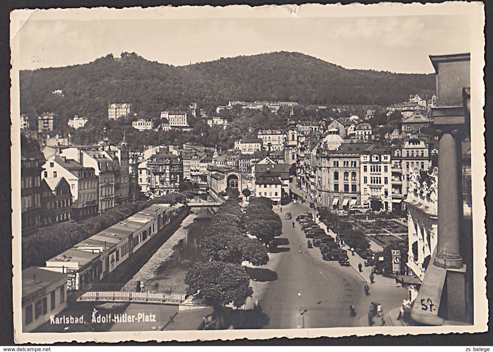 Ak KARLSBAD Adolf-Hitler-Platz 1939 Fotokarte - Sudeten