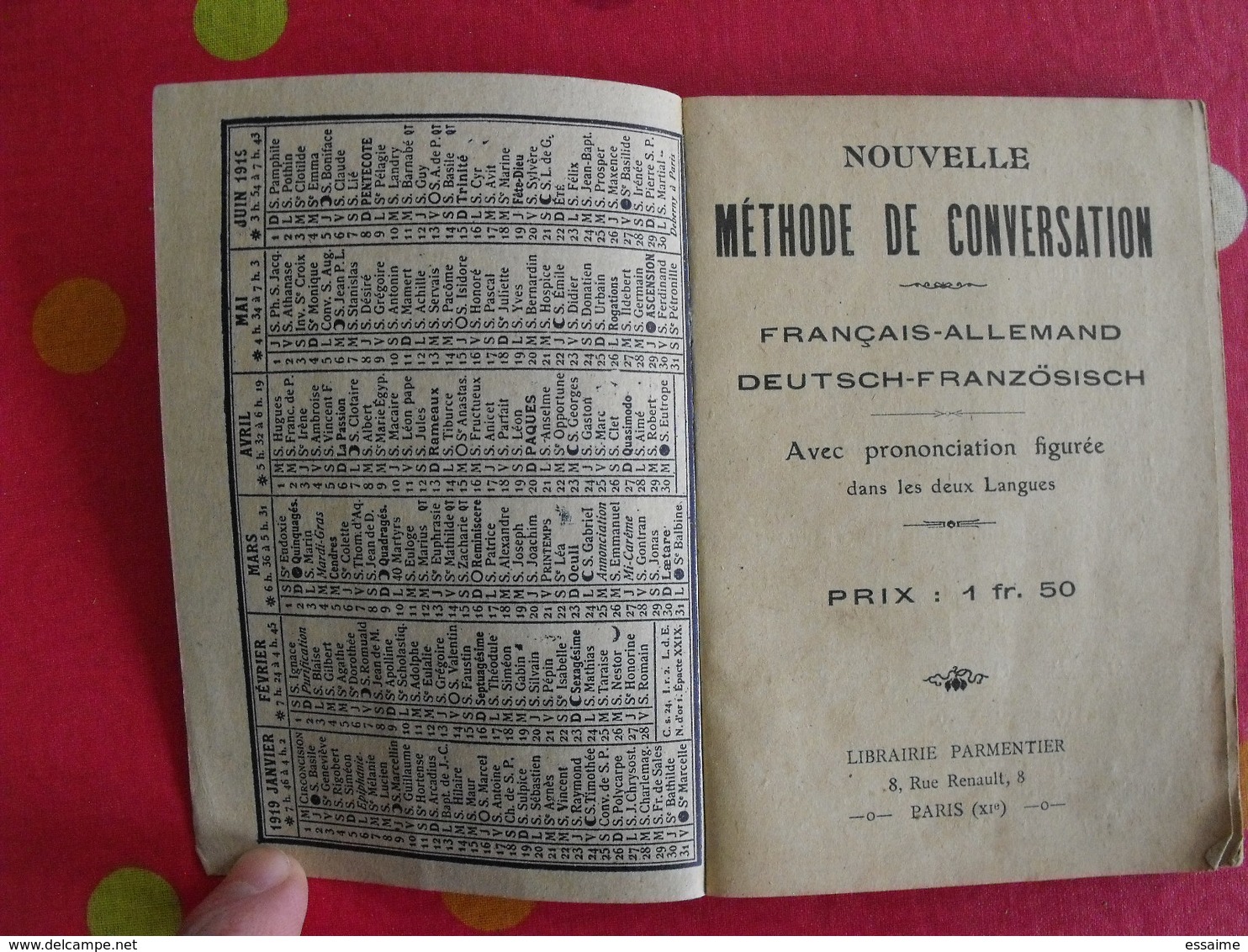 Nouvelle Méthode De Conversation Français-allemand, Deutsch-französisch. Parmentier 1919 + Calendrier - 18+ Years Old