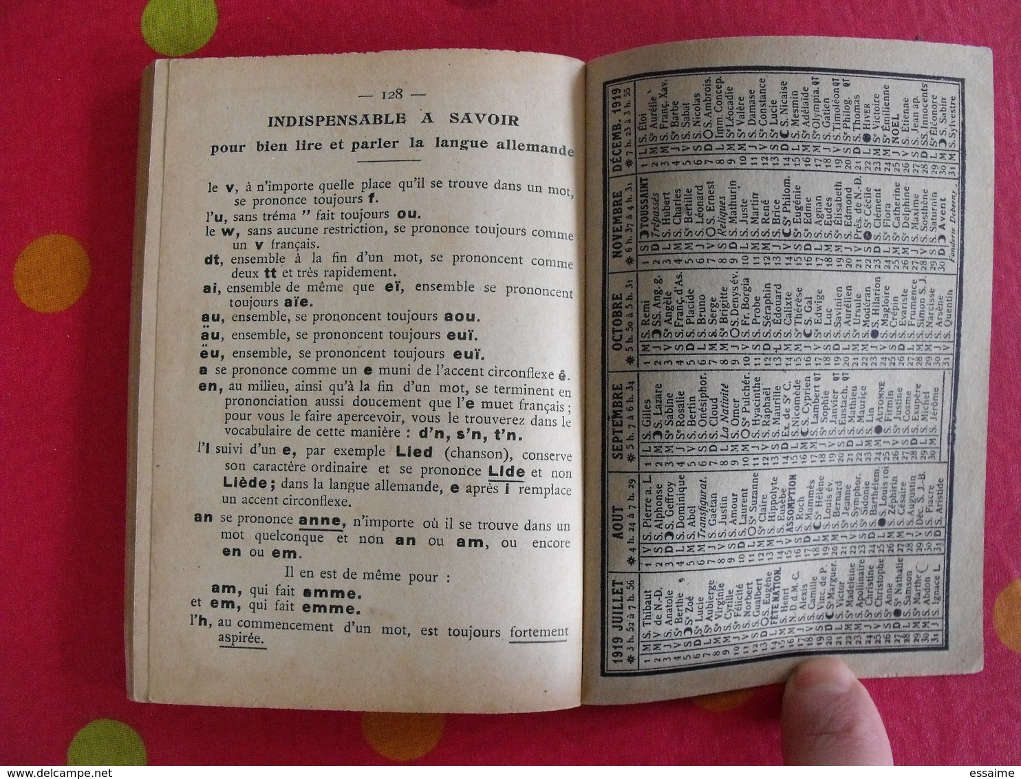 Nouvelle Méthode De Conversation Français-allemand, Deutsch-französisch. Parmentier 1919 + Calendrier - 18+ Years Old