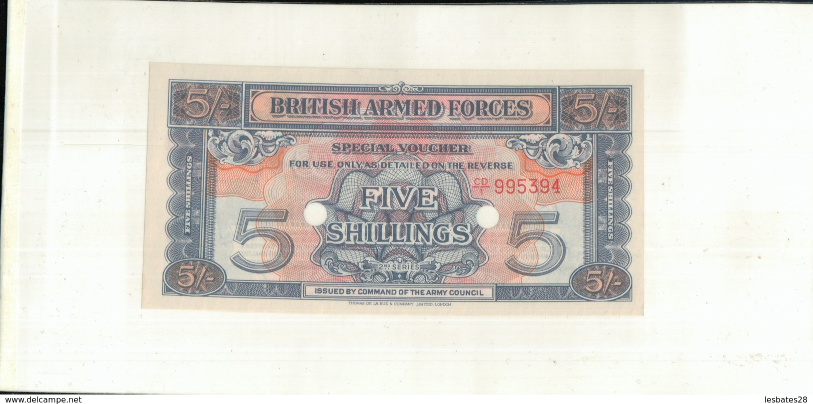 British Armed Forces 5 Shillings 1948  (cahier Billet 6/7) - British Armed Forces & Special Vouchers