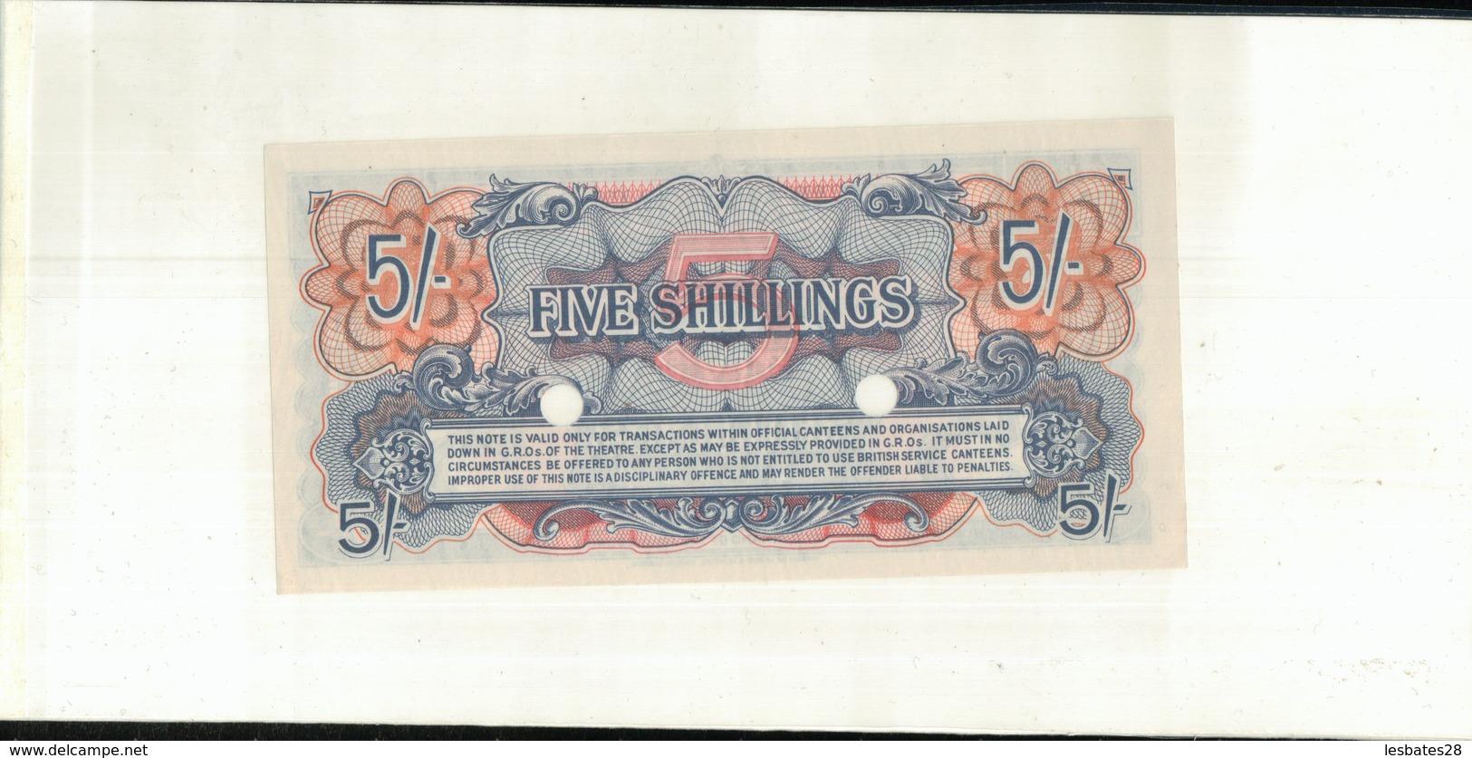 British Armed Forces 5 Shillings 1948  (cahier Billet 6/7) - Fuerzas Armadas Británicas & Recibos Especiales