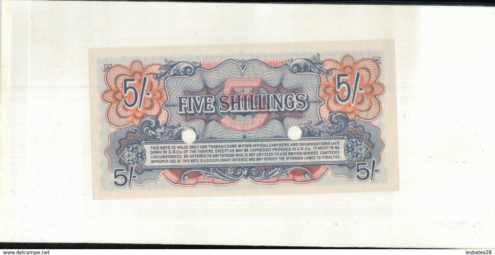 British Armed Forces 5 Shillings 1948  (cahier Billet 6/7) - British Armed Forces & Special Vouchers