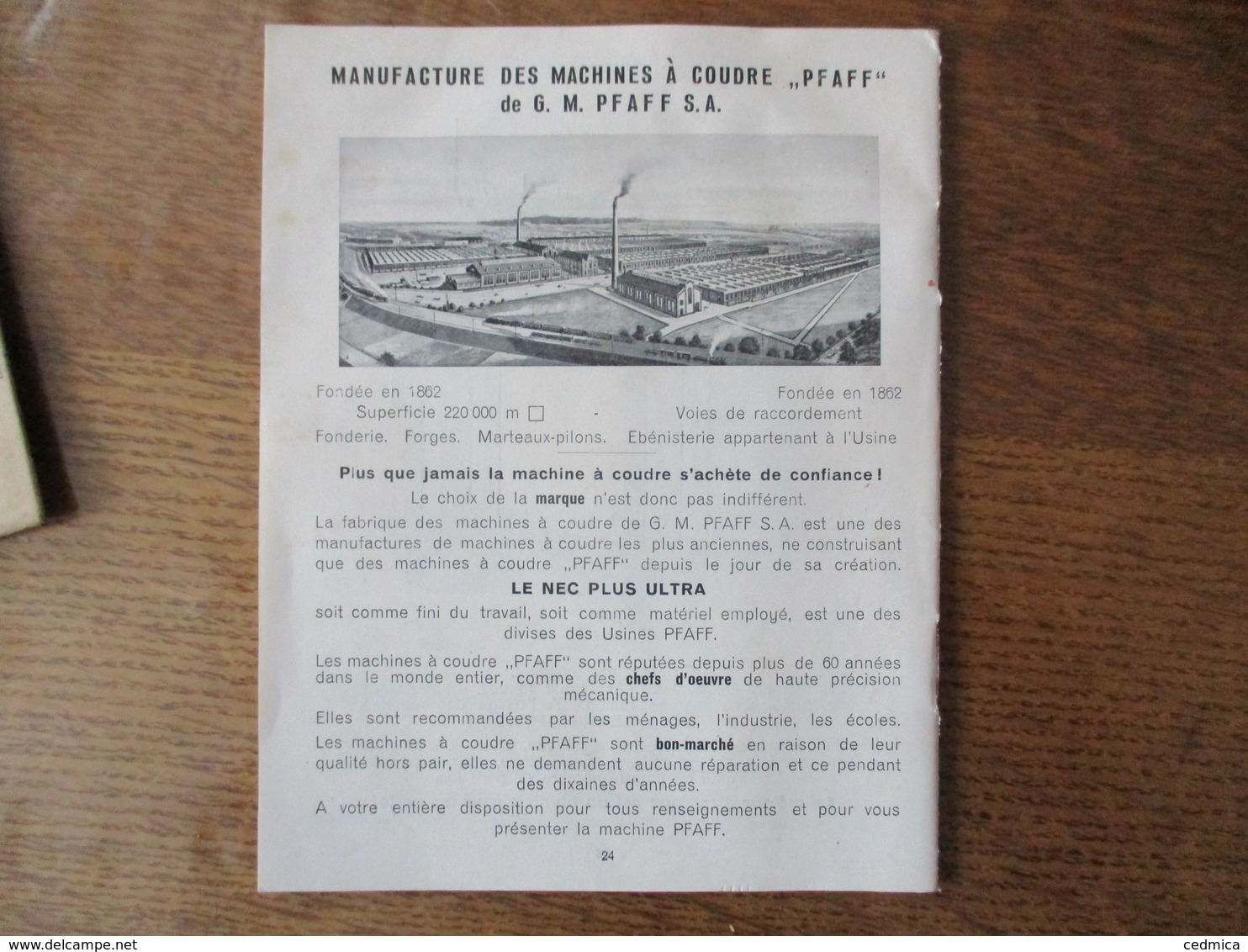 MACHINES A COUDRE PFAFF CATALOGUE 24 PAGES A L'USAGE DES FAMILLES A MAIN,A PEDALE;POUR ARTISANS ET POUR L'INDUSTRIE - Reclame