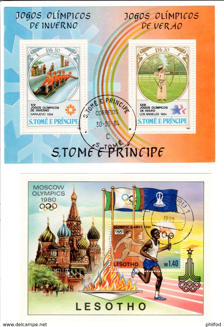 S.Tome E Principe - Jeux Olympiques 1984 - Hiver Sarajevo - Eté -  Los Aangeles  + Lesotho Moscow 1980 - Winter 1984: Sarajevo