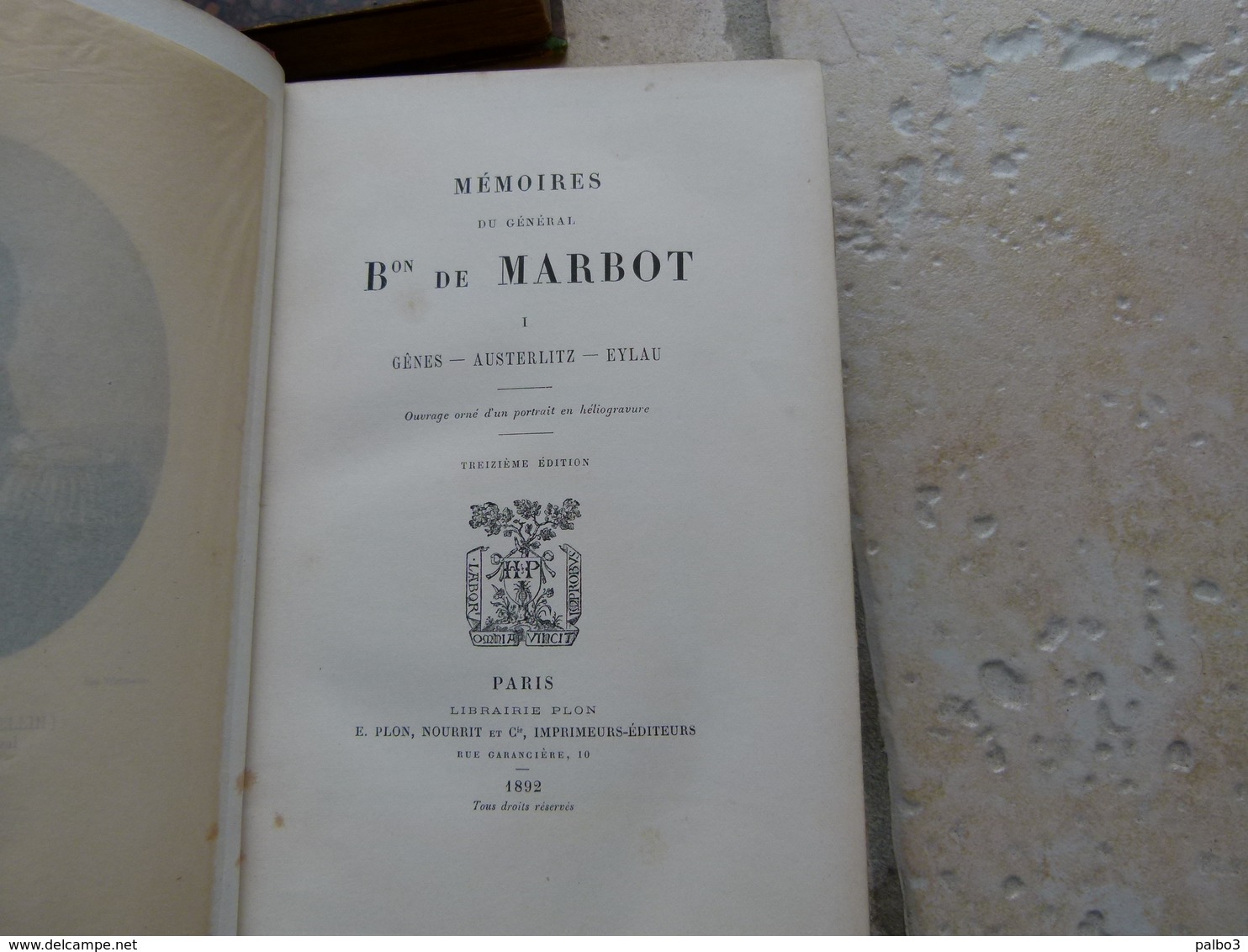 1 er EMPIRE Lot de 3 Livres reliés Memoires du Général Baron de Marbot