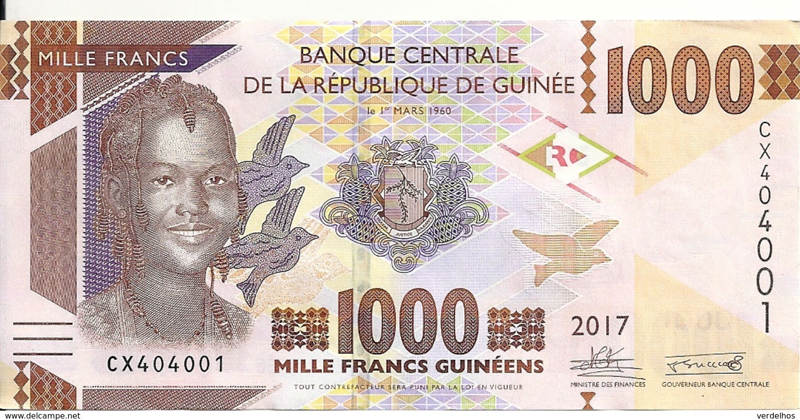 GUINEE 1000 FRANCS 2017 UNC P 48 B - Guinée